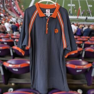 Y2K Vintage Clemson Tigers Corduroy Raglan Cadre XLT Polo Navy College Football